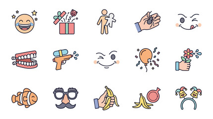 Colorful icons depicting emotions, gifts, and actions © Tyfa