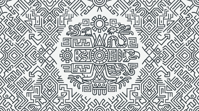 Intricate Aztec Mayan Hieroglyphic Symbols and Patterns.