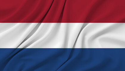 Obraz premium Netherlands flag waving, horizontal tricolor, european nation, patriotic symbol.