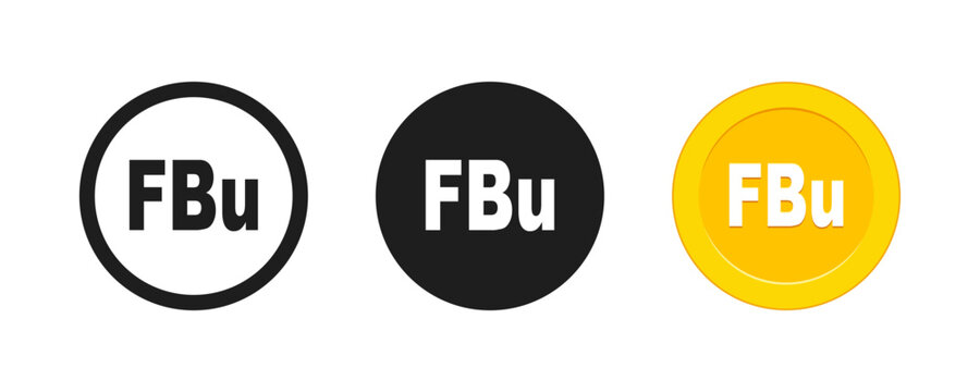 Burundi Franc Currency Sign Icon and Golden Coin Vector Set
