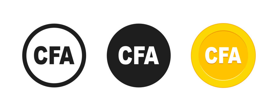 Central African CFA Franc Currency Coin Sign and Icon Set