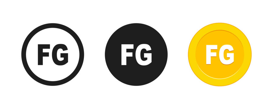 Guinea Franc Currency Symbol and Coin Icon Set, GNF Money Vector Sign