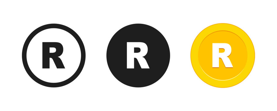 South African Rand Currency Symbol Icon Set, ZAR Money Coin Vector