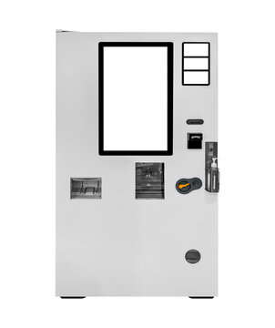 Empty beverage vending machine isolated on white background