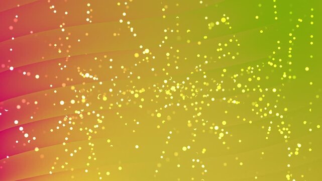 Soft glowing particles drift across a radiant gradient. Warm hues shift from pink to golden green. Dappled light creates a dreamy, magical atmosphere