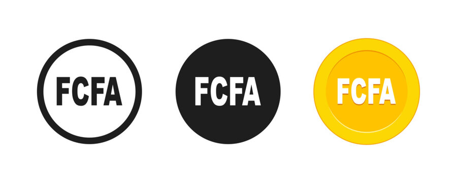 West African CFA Franc Currency Coin Icons Set, FCFA Money Symbol Vector Template