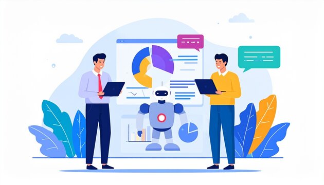 Human&ndash;AI Collaboration with Data Visualization Illustration
