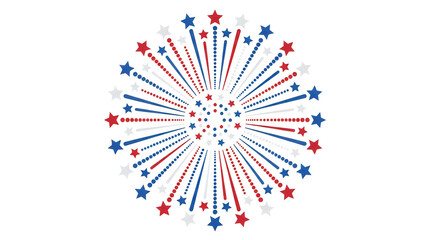 Fototapeta premium Patriotic firework design, red white blue starburst, American celebration graphic, festive explosion