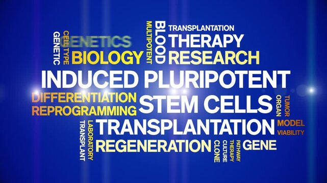 induced Pluripotent Stem Cells animated word cloud-text design animation tag kinetic typography seamless loop.