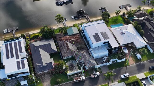 Aerial View of Luxury Waterfront Homes and Canals in Broadbeach