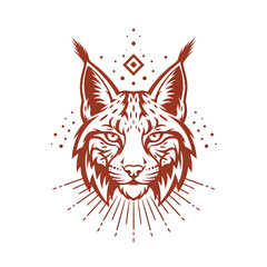 Obraz premium Stylized Lynx Head Illustration with Geometric Elements.