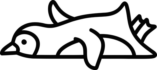 Minimalist outline of a penguin swimming, simple line art, isolated on white background © Matcha
