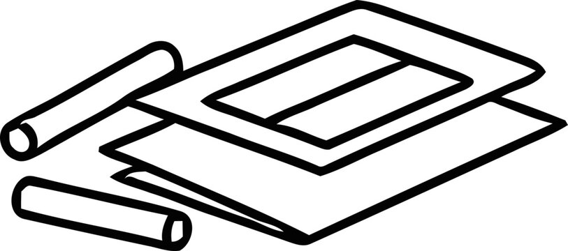 Illustration of rolling paper and filter tips, minimalist style