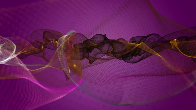 Fantastic video animation with particle wave object in slow motion, 4096x2304 loop 4K