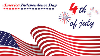 Fototapeta premium Independence Day and 4th of July Patriotic Background with American Flag Waves