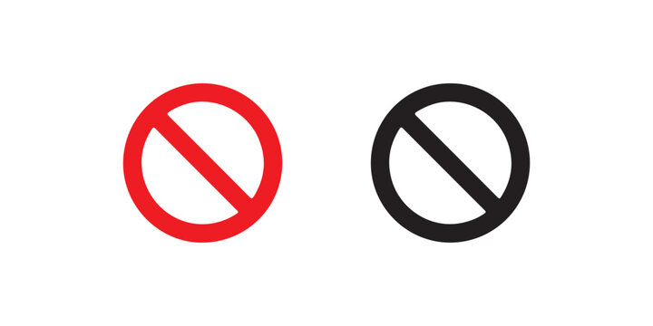 Red and black forbidden signs on white background