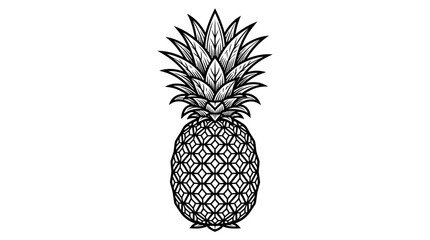 Obraz premium Hand drawn vector illustration of decorative vase with tropical pineapple fruit sketch design and fresh healthy organic style