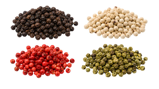 Colorful Peppercorn Mix Transparent PNG with Black White Pink and Green Spice Assortment