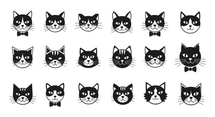 Obraz premium Set of cat faces icons