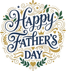 Obraz premium Happy father's day elegant decorative calligraphy greeting emblem