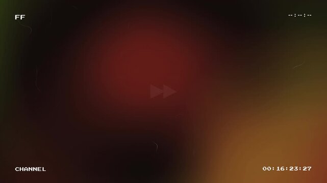 Retro VHS fast forward abstract background with analog glitch effects vintage timecode display and colorful blurred textures for nostalgic video overlays and cinematic transitions