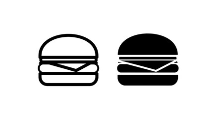 Fototapeta premium Minimal black silhouette icon, simple flat vector, bold black shape, no, no shading set of burger icons, outline and solid style vector illustration on a, flat icon style