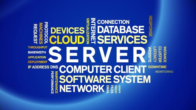 Server animated word cloud-gross domestic product animation tag kinetic typography seamless loop.