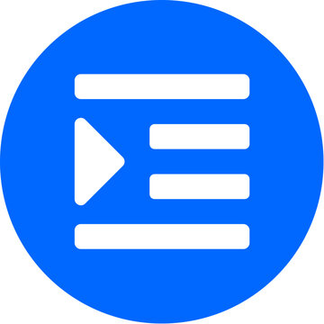 Indent icon on bold blue circle badge for text indent format code tab editor writing app UI web mobile paragraph spacing alignment indent on transparent background