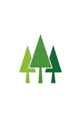 Fototapeta premium Minimalist Geometric Green Pine Tree Icons Set Isolated on White Background for Eco-Friendly Design and Sustainability Concepts