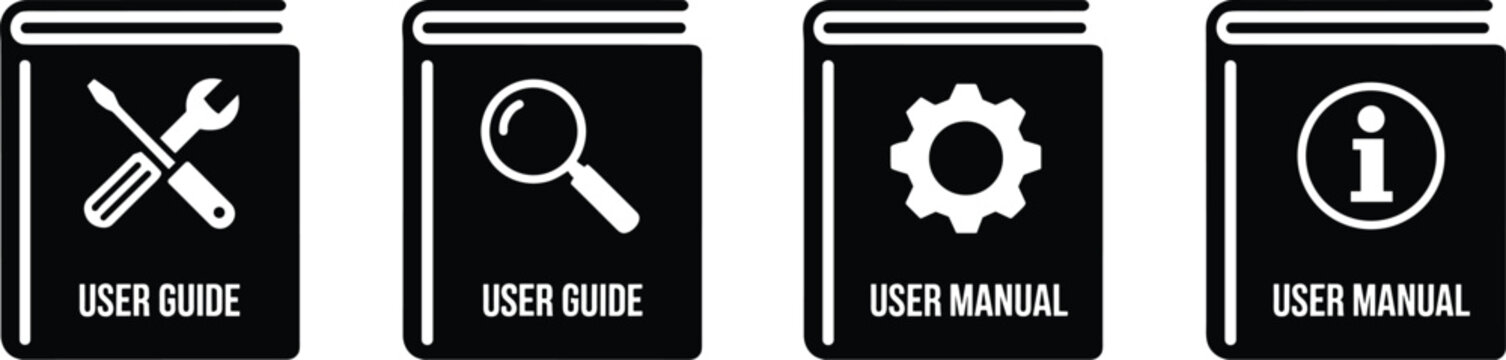 User Guide and User Manual Book Cover Icons