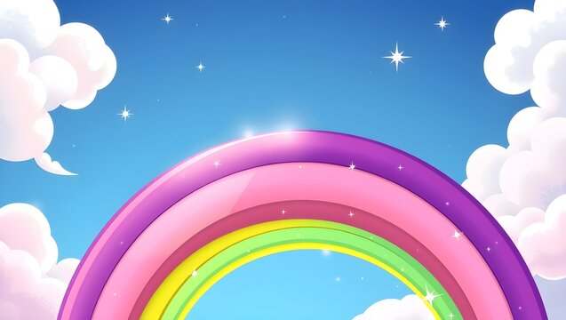 rainbow in the sky with clouds design vector