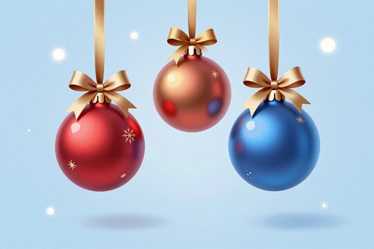 A bunch of christmas ornaments hanging from a string on a snowy background