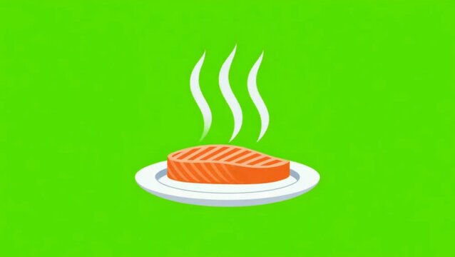 Minimalist Food Cloche Reveal Vector Icon Animation on Green Screen