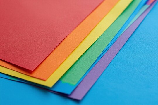 A bunch of different colored paper on a table