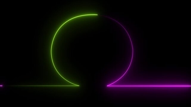 Abstract glowing neon lights blinking lines moving animation. colorful neon line moving on background. Seamless loop animation neon light line technology