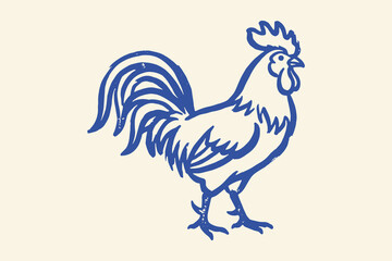 Blue rooster standing illustration Vector, illustration © Jrdesign0