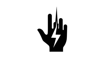 Fototapeta premium Black hand silhouette with lightning bolt symbol.