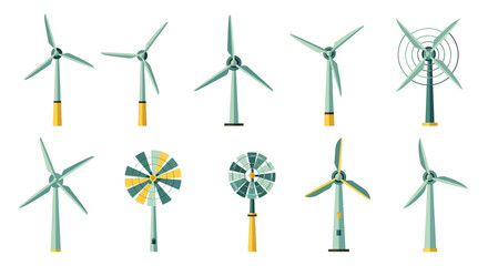 Wind Turbine Icon Set © sitimmk