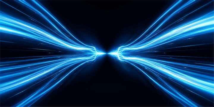 Abstract blue light tunnel with glowing converging energy lines abstract convergence futuristic background perspective velocity technology dimension accelerate