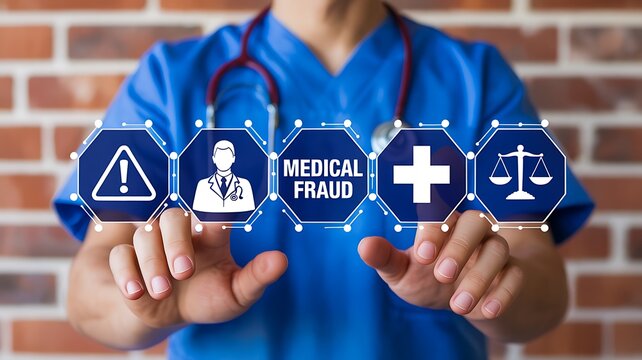 Medical fraud concept with healthcare crime investigation and compliance