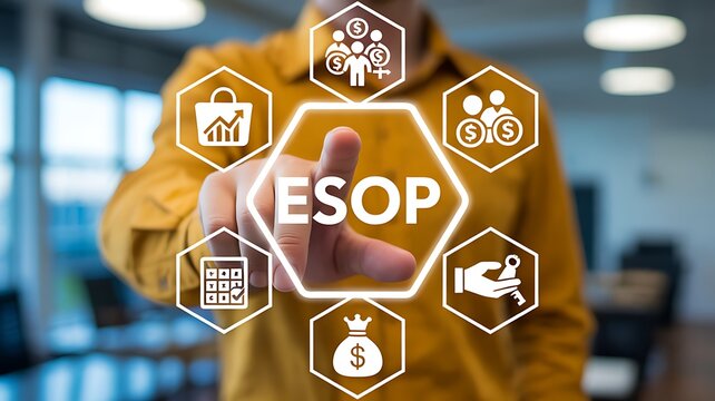 Employee stock ownership plan concept with business benefits and workforce participation