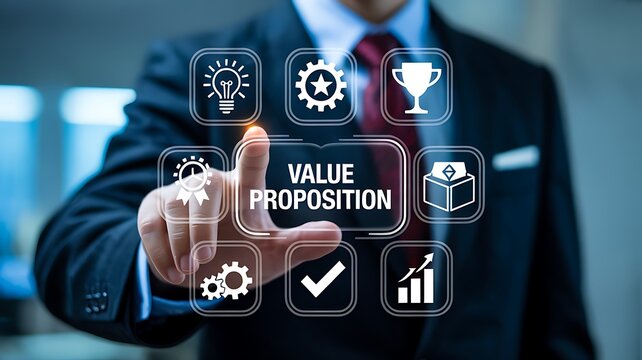 Value proposition business strategy concept with customer benefit interface