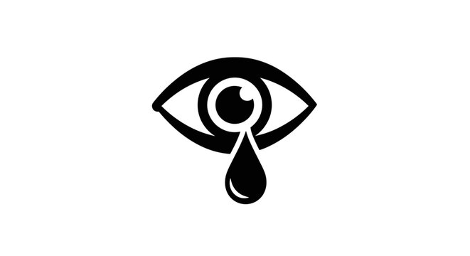 Sad Eye Icon with Tear Drop Symbol 1.