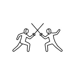 Fototapeta premium Minimalist line art fencing duel athletes sports competition illustration
