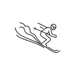 Fototapeta premium Minimalist line art skier descending mountain slope winter sports illustration