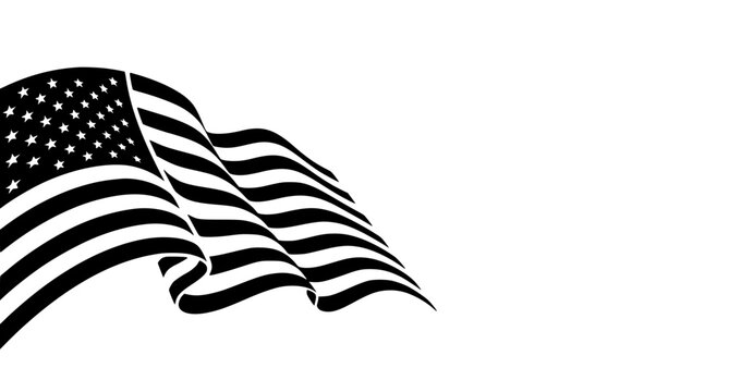 Modern Labor Day horizontal banner background vector with abstract waving American flag silhouette graphic template