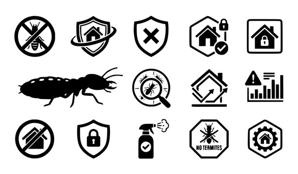 Termite and anti termite protection icon vector set isolated on white background