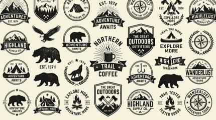 Fototapeta premium Vintage outdoor adventure badges and labels.