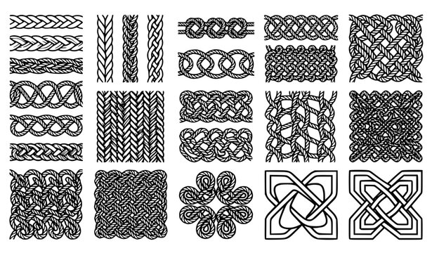 Traditional Celtic Knot Vector Border Set Featuring Seamless Braids Endless Intertwined Ornaments Dividers and Irish Cultural Patterns for Decorative Frames