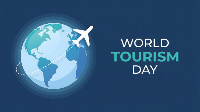 World Tourism Day globe with airplane